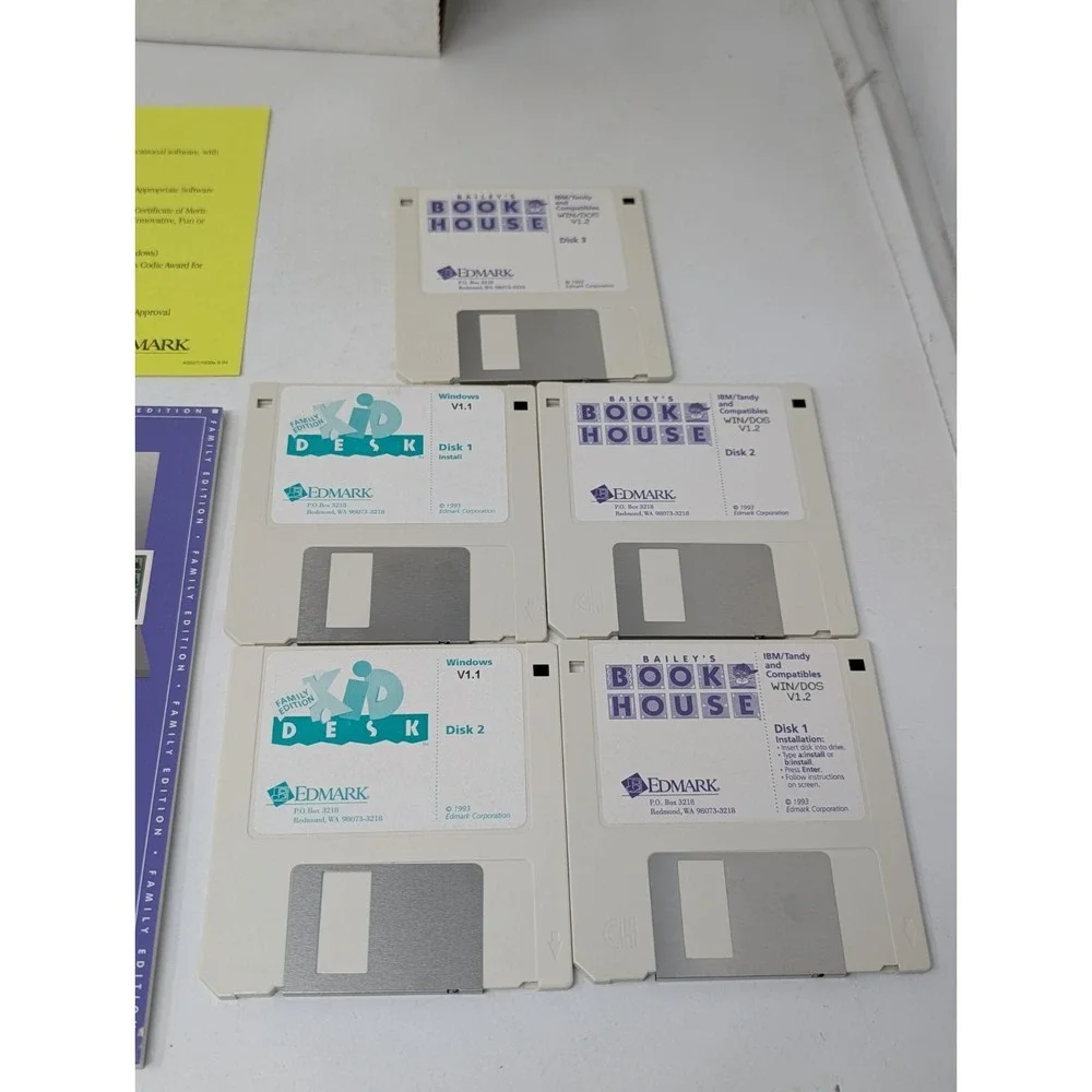 Vintage Bailey's Book House Edmark Kid's PC Game Big Box Floppy Complete 90s